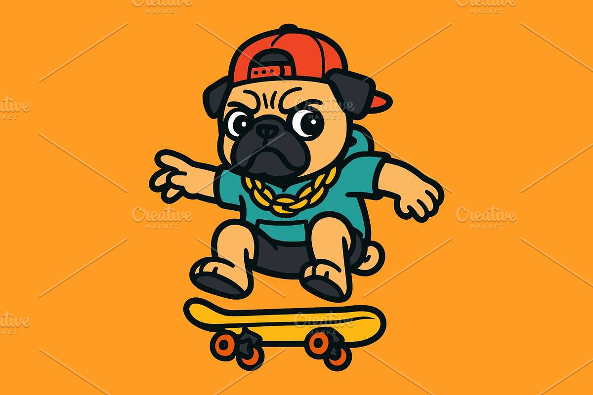 Skateboarder Pugs, an Animal Illustration by Deezguizer (Photo 4 of 4)