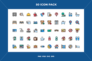 Bed and breakfast icons, an Outline Icon by Wencory