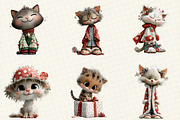 Christmas Cute Cats Clipart, an Illustration by DreamCafeArt (Thumbnail 3 of 8)