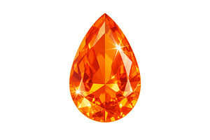 Pear shaped orange faceted gemstone