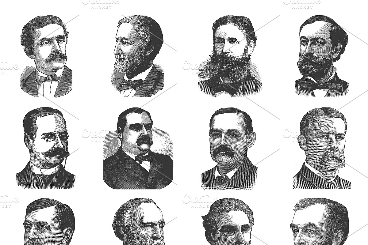 Vintage Male Portraits, a Decorative Illustration by TheBlackPixelCo (Photo 7 of 7)