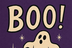 Retro Halloween Boo! Ghost and Stars, a Decorative Illustration by Virgo Studio