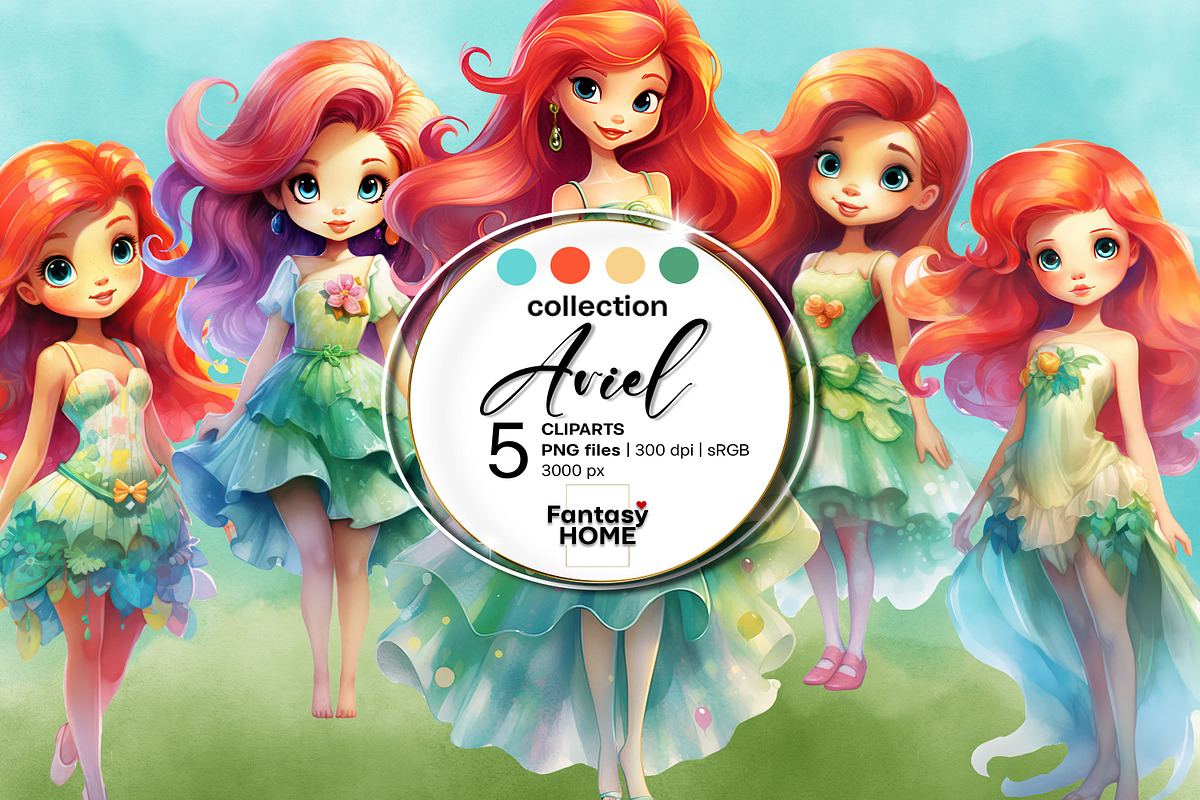 Little princess mermaid cliparts, an Object Graphic by JuliaStarArt-FantasyHome (Photo 1 of 8)