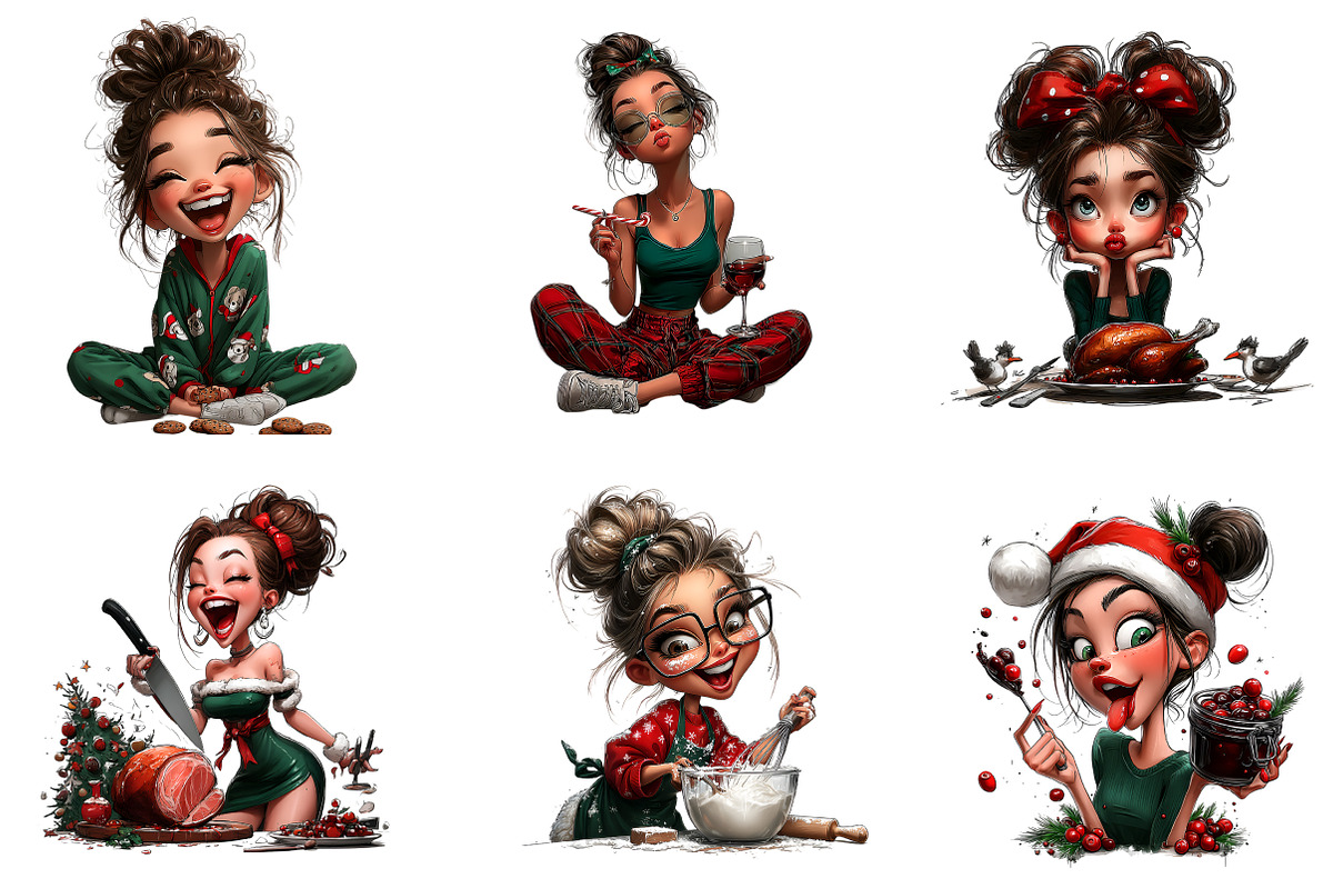 Quirky Christmas Girl Clip Art, an Illustration by CreationArt (Photo 2 of 5)