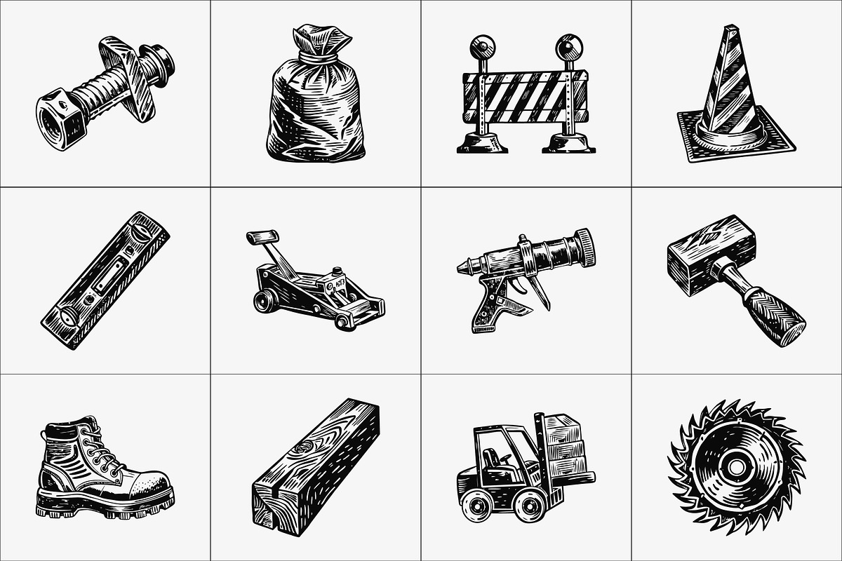Vintage Construction Art Set, an Object Illustration by Prosymbols (Photo 6 of 8)