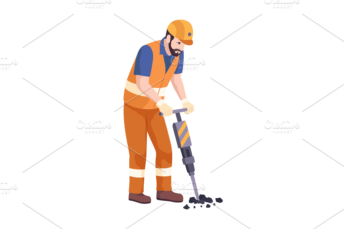 Construction Worker Utilizing, an Illustration by Things for designers