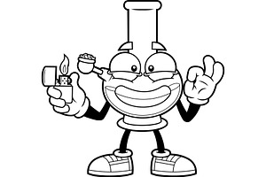 Outlined Marijuana Bong, an Illustration by HitToon