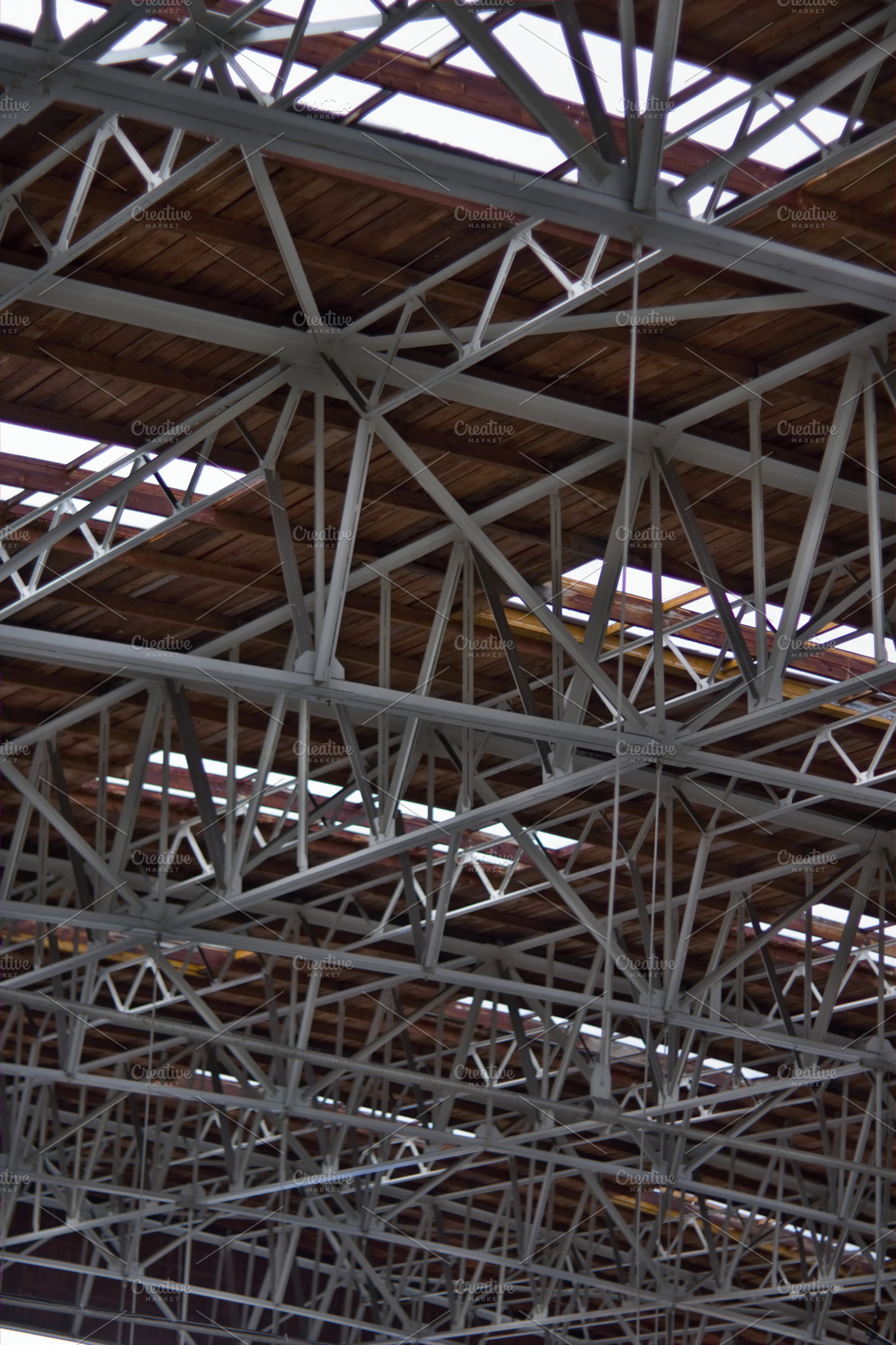 Structure containing wood, wooden, and steel
