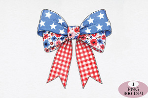 Coquette 4th of July Bow PNG, an Illustration by Daily.Designs