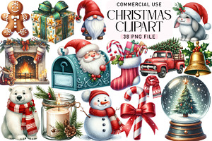 Watercolor Christmas Clipart, an Illustration by Daily.Designs