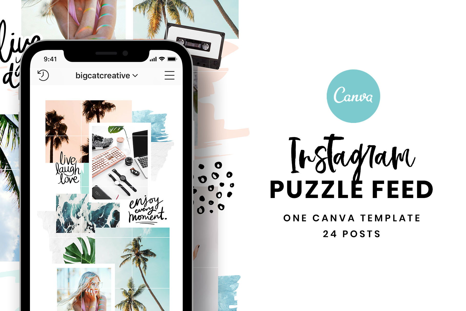 Instagram Puzzle Feed Template, a Social Media Template by Big Cat Creative