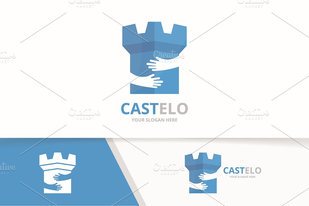 Vector castle and hands logo, a Branding & Logo Template by GraphiShop