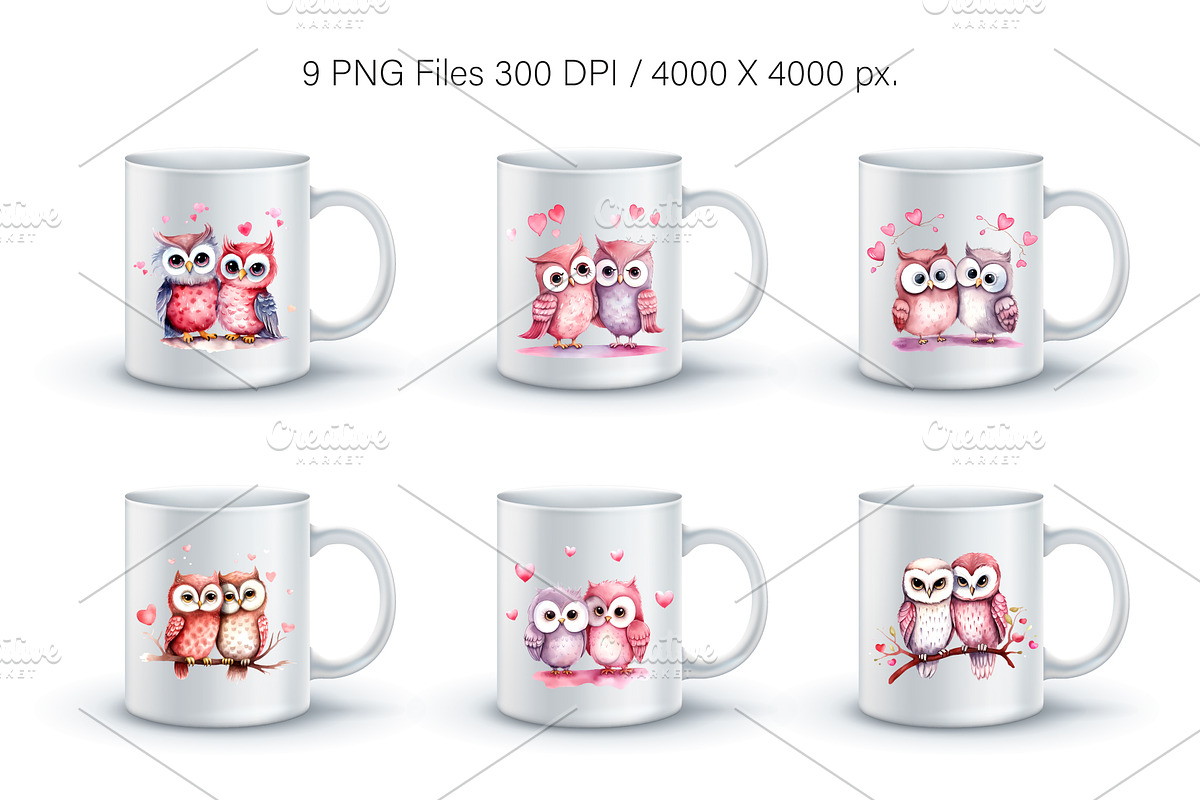 Cute Owls for Valentines Day., an Animal Illustration by KENO Mascots (Photo 6 of 10)