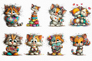 Whimsical Valentine Cats Clipart, an Illustration by Craft Nest (Thumbnail 5 of 11)