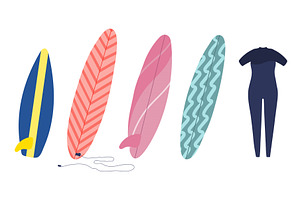 Surfboard, surfing board standing, an Illustration by sceptical cactus