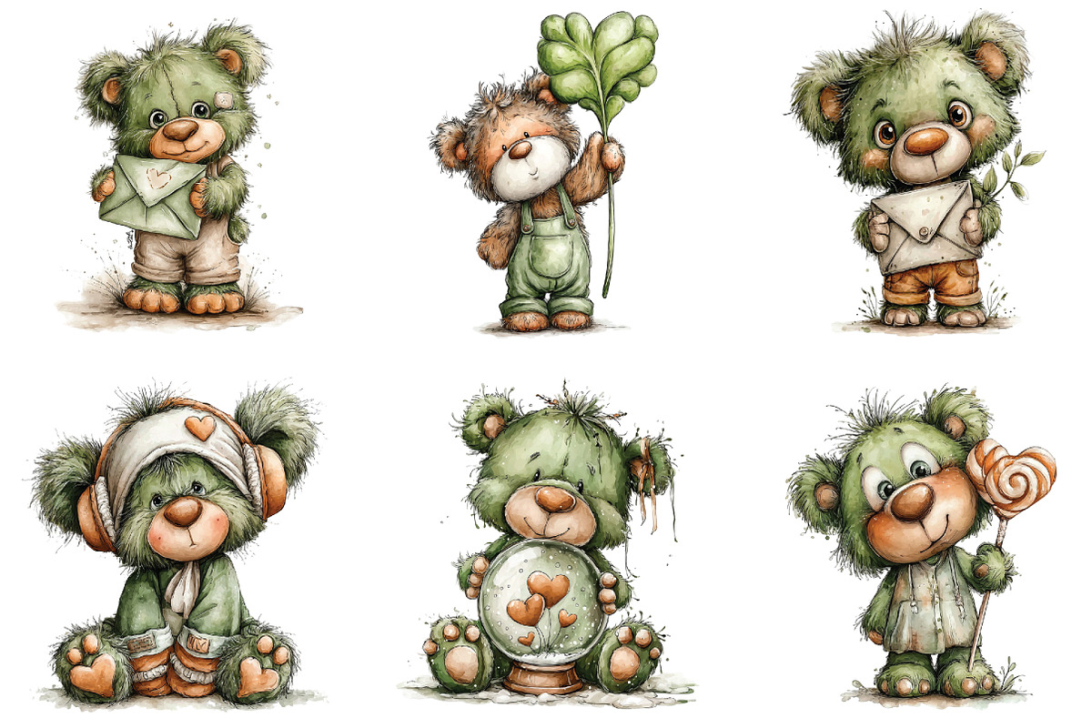 Whimsical Fluffy Teddy Bear Clipart, an Illustration by CraftArtStudio (Photo 4 of 6)