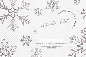 SNOWFLAKES WATERCOLOR PNG VECTOR