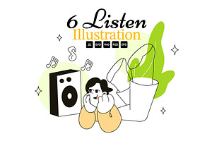 6 Listen Vector Illustration