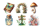 Fairy Garden Watercolor Clipart, an Illustration by Daily.Designs (Thumbnail 2 of 5)