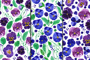 Watercolor purple Pansy flowers., an Illustration by Olgaart (Thumbnail 3 of 7)