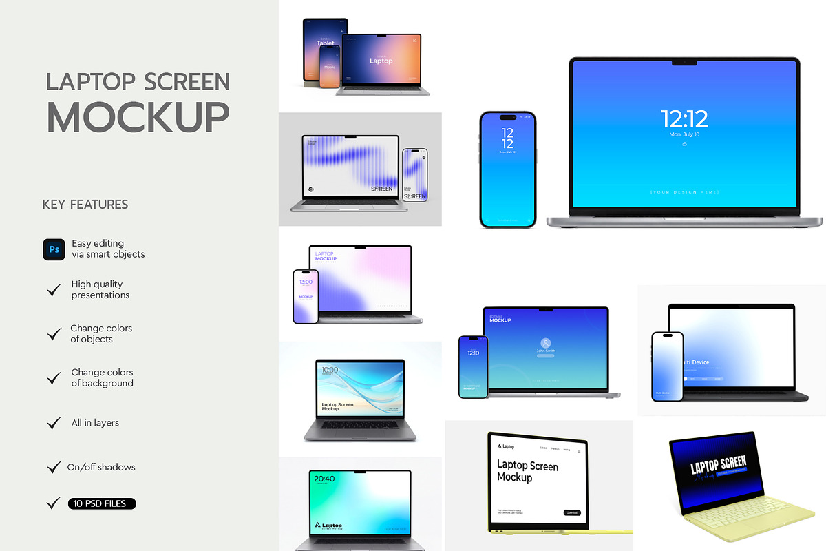 Laptop Macbook Screen Mockup Bundle, a Mac Mockup by graphypix (Photo 2 of 14)