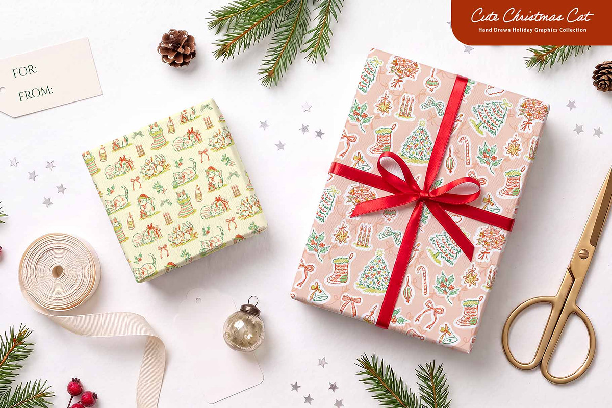 Christmas Cat Line Art Collection, an Object Graphic by Sawango Designs (Photo 10 of 11)