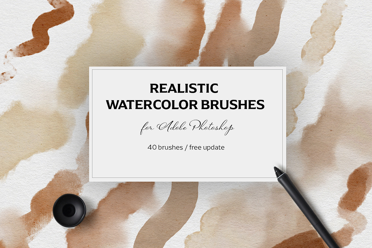Realistic watercolor brushes - PS, a Brush Add-On by Jenteva Art (Photo 1 of 11)