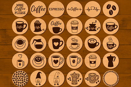 Coffee Coasters SVG Files Laser Cut