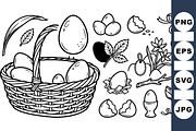 Spring Easter Egg Basket Clipart, an Illustration by designvectx (Thumbnail 1 of 3)