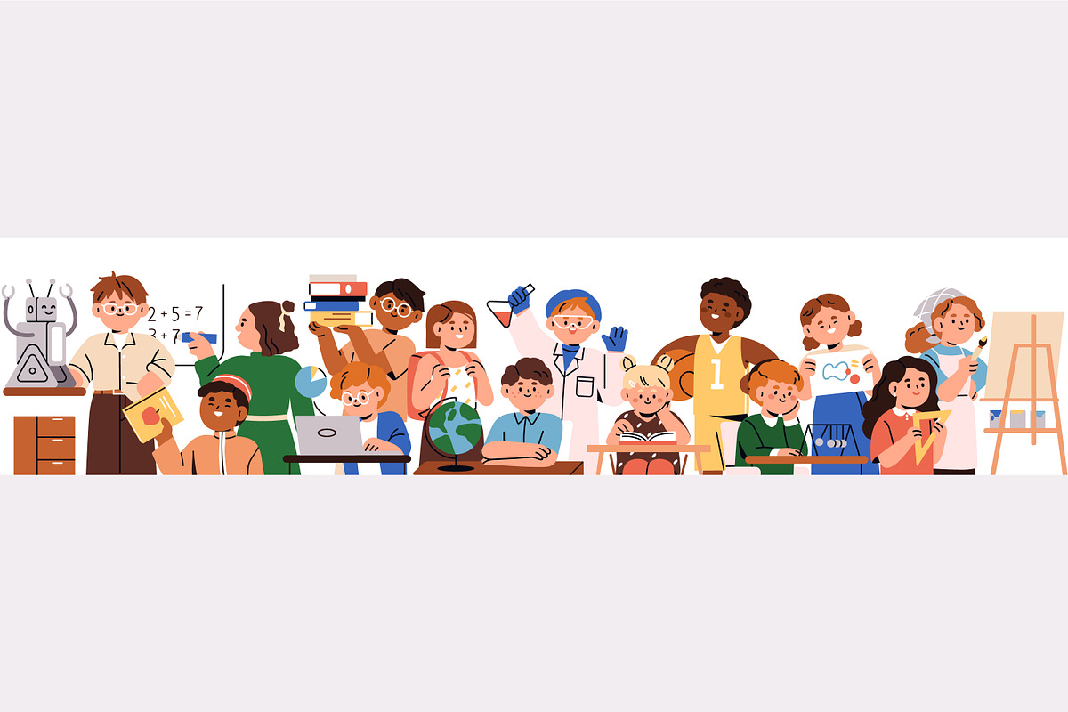 School kids students studying banner, a Person Illustration by Good Studio (Photo 2 of 5)