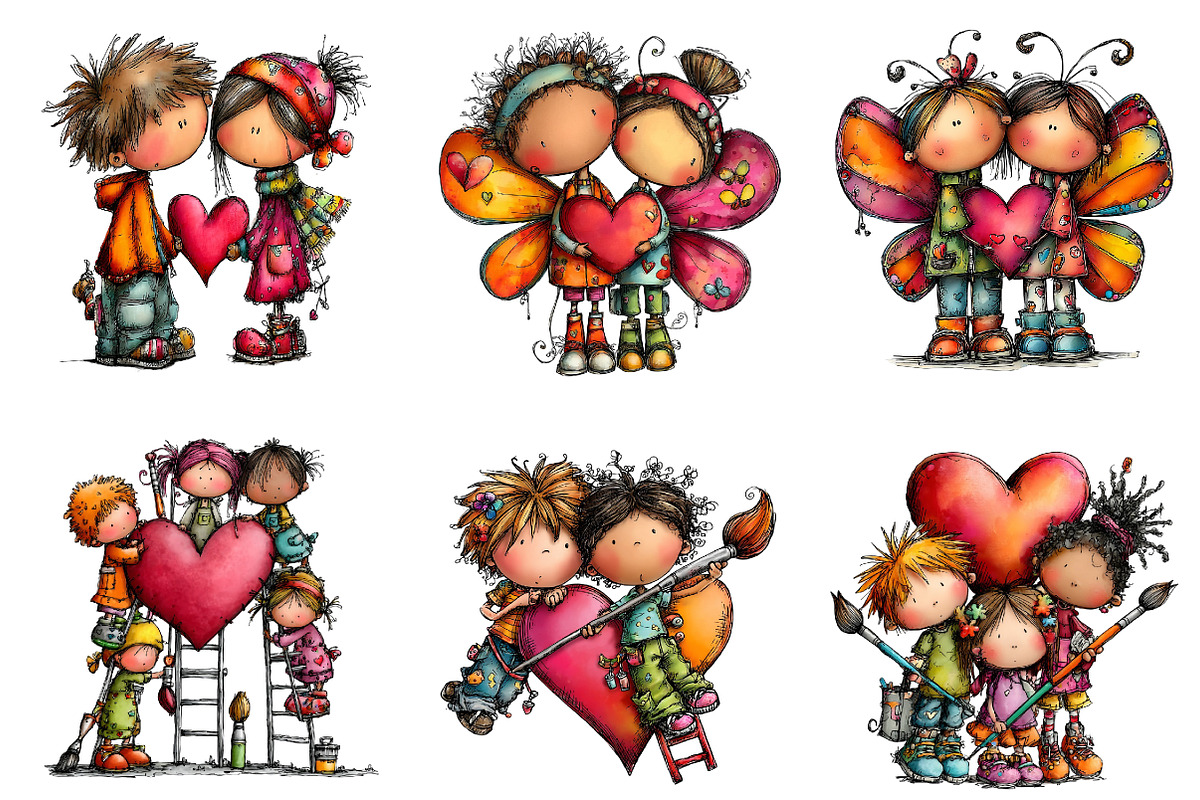 Whimsical Valentine Couple Clipart, an Illustration by CreationArt (Photo 5 of 7)