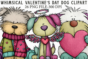 Whimsical Valentine’s Day Dog Clipar, an Illustration by Libby Wishes
