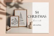 Christmas and  New Year line art, an Animal Illustration by velychko.ua (Thumbnail 1 of 9)