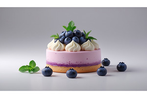 Elegant blueberry mousse cake topped, an Illustration by tilialucida