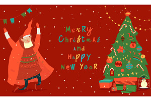 Santa Claus jumping near Christmas, an Object Illustration by Maria Starus