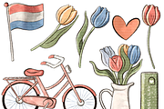 Watercolor Dutch Clipart PNG Holland, a Decorative Illustration by Lenninator Digital (Thumbnail 4 of 8)