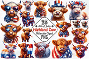 4th July Highland Cow Sublimation PN, a Seasonal Illustration by RobertsArt (Thumbnail 1 of 7)