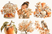 Peaches Floral Lover Clipart Bundle, an Object Illustration by BusyDaydesign (Thumbnail 4 of 9)