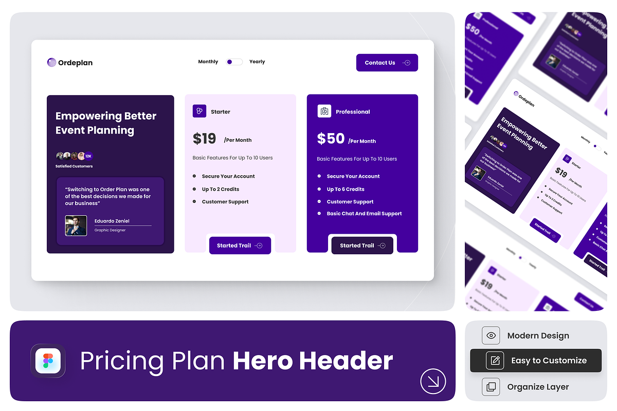 Orde Plan - Pricing Plan Hero Page, an UI Kit Template by Annora Studio (Photo 1 of 4)