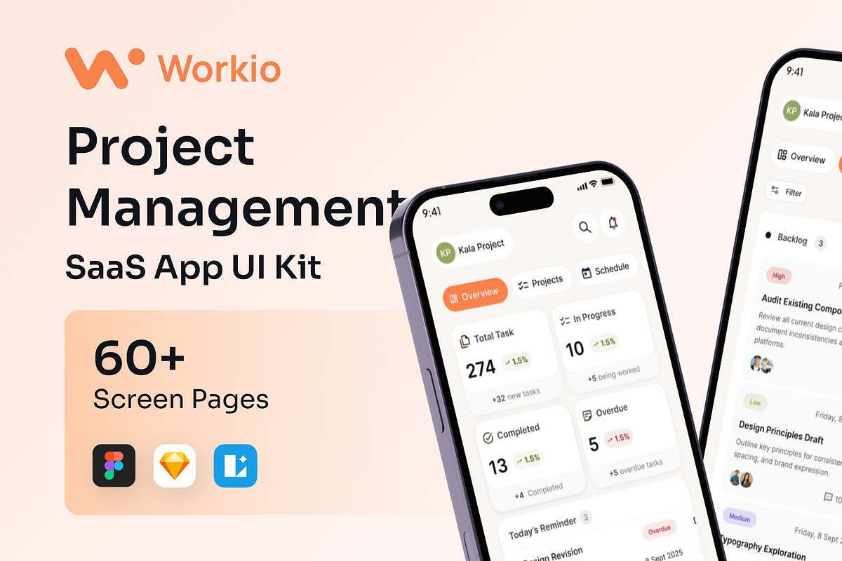 Workio - SAAS Project Management App, an UI Kit Template by Agensip Design Agency (Photo 1 of 10)
