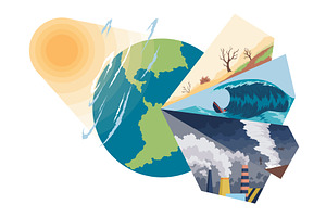 Climate change signs displayed, an Illustration by Things for designers