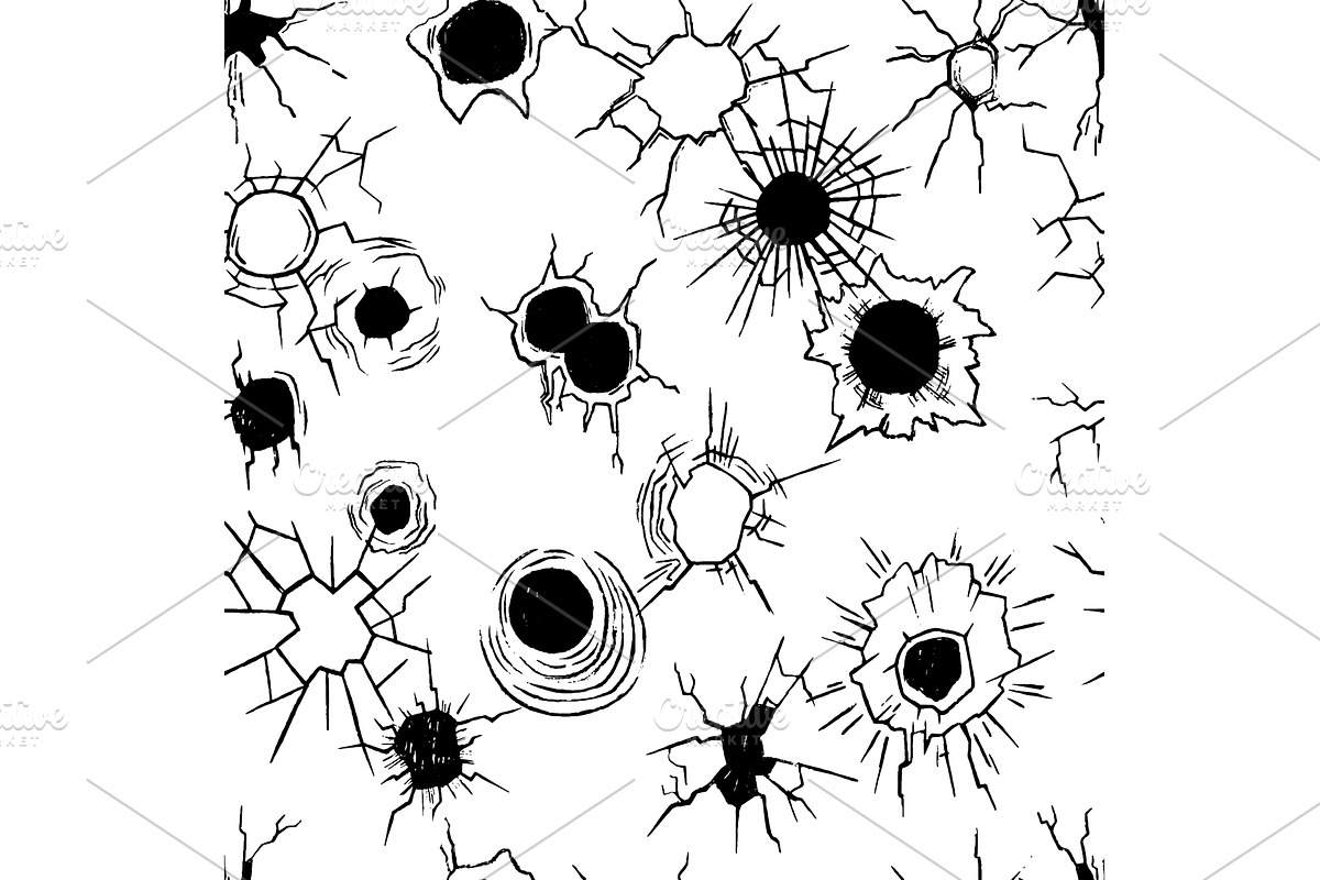 Bullet holes seamless pattern, an Illustration by Valerie Bodnar