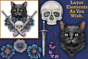 Halloween Botanicals Clipart set., a Seasonal Illustration by Happy Sloth Graphics (Thumbnail 2 of 16)