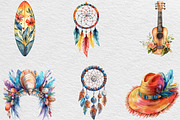 Bohemian Summer Clipart, an Illustration by Black Bird Studio (Thumbnail 5 of 6)