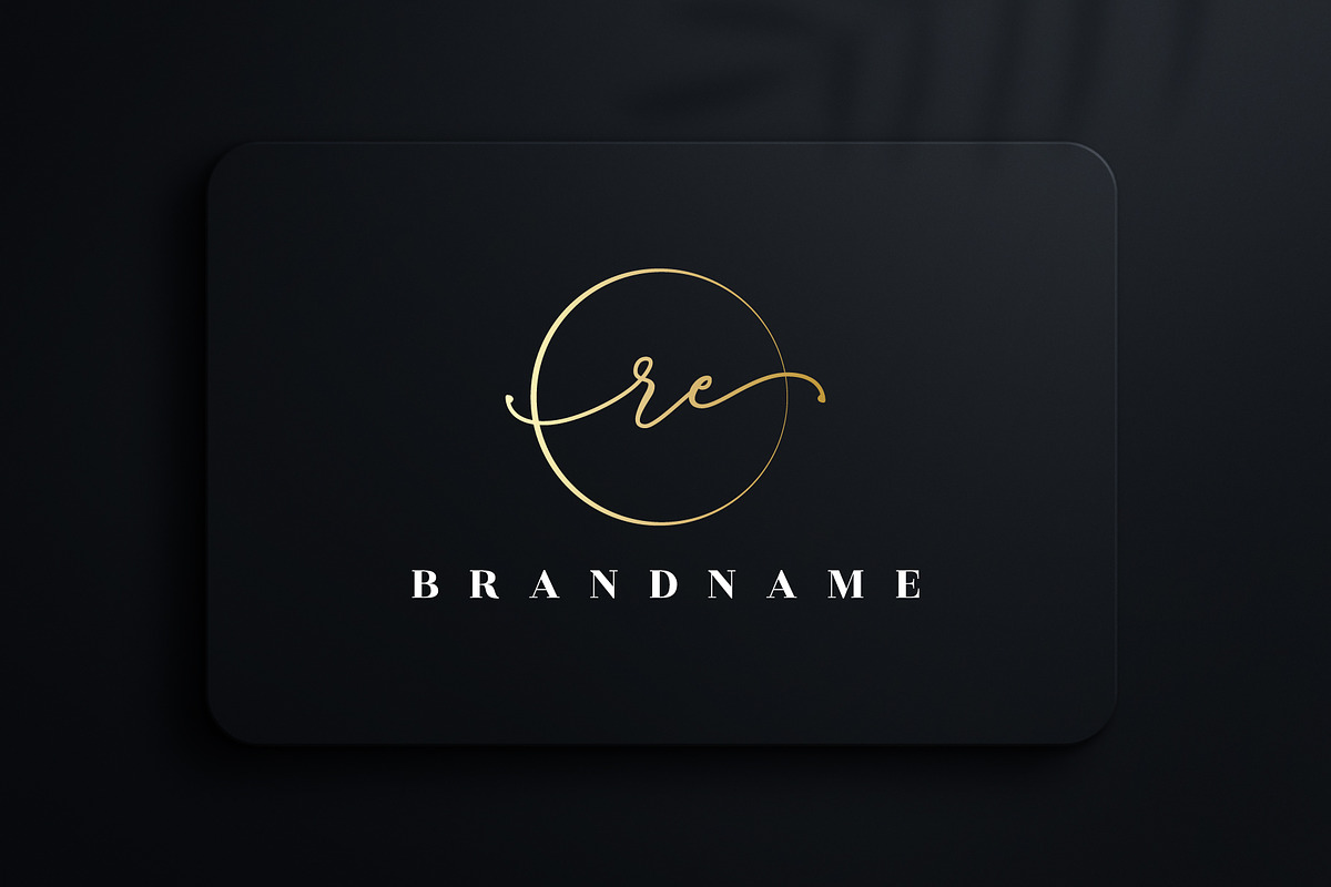 Letter RE handwritten signature logo