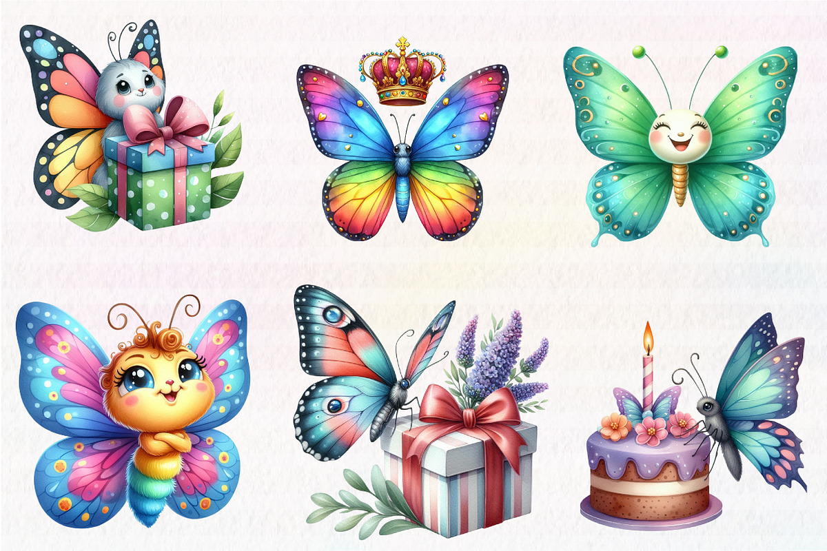 Watercolor Spring Butterfly Clipart, an Illustration by CreationArt (Photo 3 of 5)