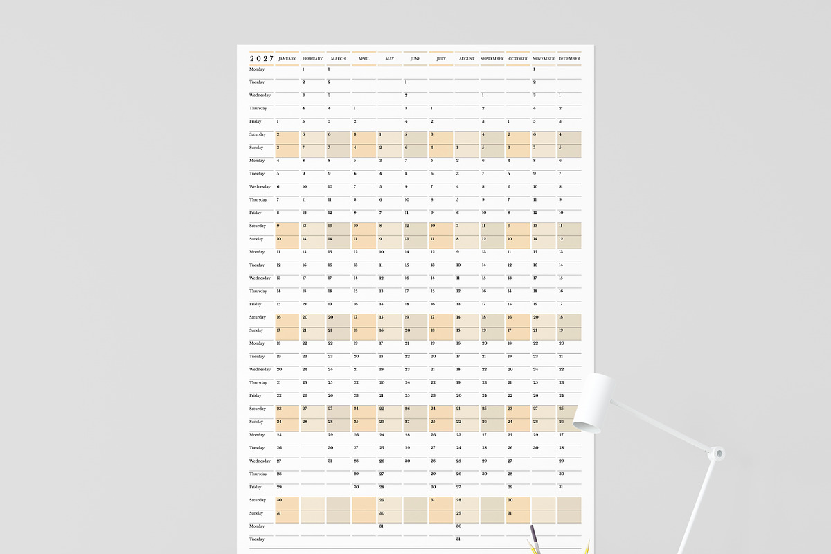2027 Wall Planner Monday Start P, a Stationery Template by Olga Begak Art & Design (Photo 3 of 4)