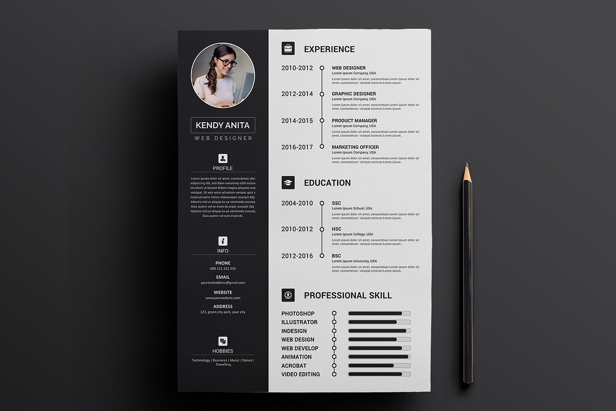 Clean CV / Resume PSD Template, a Resume Template by ARP Creation (Photo 2 of 11)