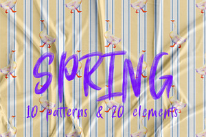 Spring Watercolor Hand-Drawn Bundle