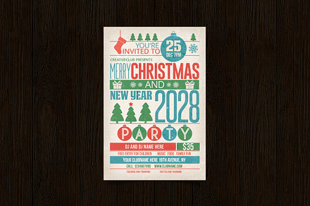 Vintage Christmas & New Year Flyer, a Flyer Template by DesignWorkz